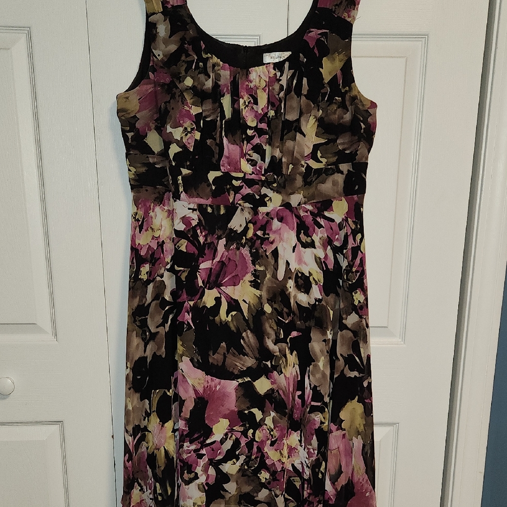 dressbarn Floral Midi Dress - Pink and Black